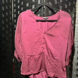 Express Pink 3/4 Sleeve Button Down Shirt